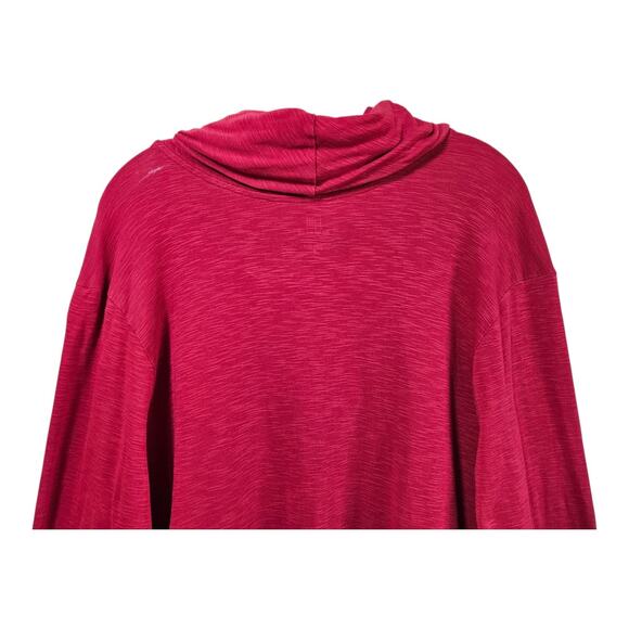 J JILL Plus 2X Tunic Top Red Heathered Cowl Neck Long Sleeve Pima Cotton 50" - Picture 5 of 7